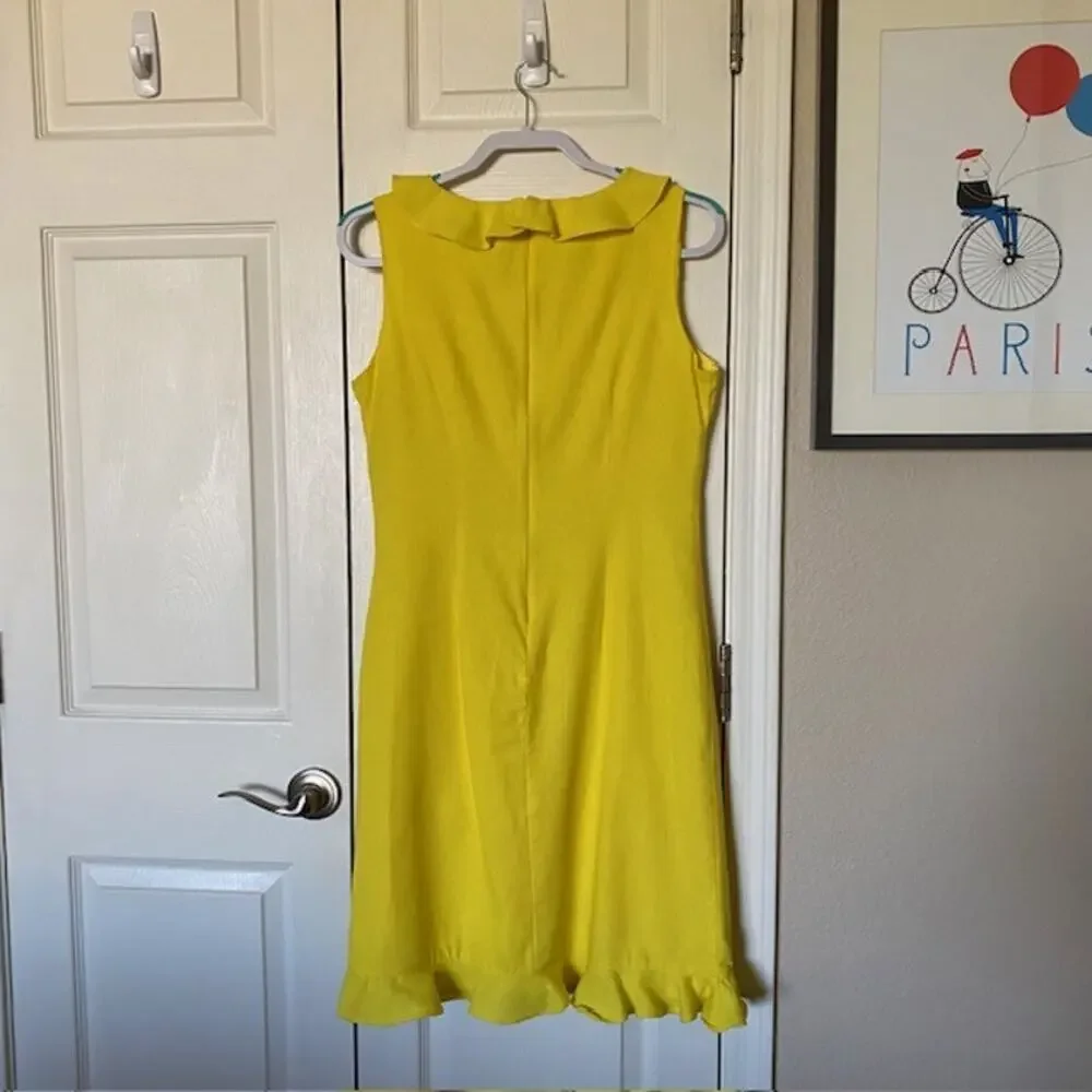 Mary‎ McFadden Collection Linen Blend Dress Sleeveless Yellow Lined Women's 6